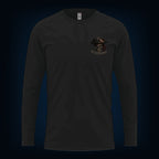 Black long sleeve tee, front, with the Sea Descendants left-chest logo
